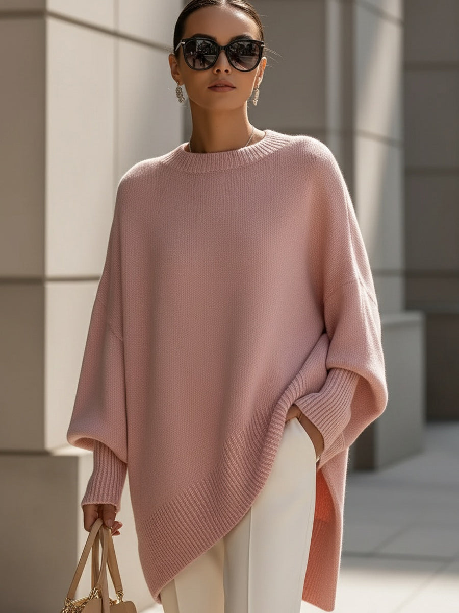 Jennifer Oversized Draped Wide-Neck Sweater - Pink