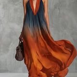 Auberta — Ombre Halter-Neck Maxi Dress with Flowing Silhouette