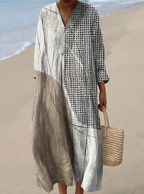 Aurelian — Grey Gingham Patchwork Midi Dress