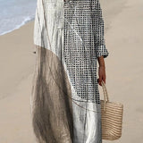 Aurelian — Grey Gingham Patchwork Midi Dress