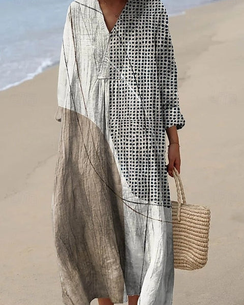 Aurelian — Grey Gingham Patchwork Midi Dress