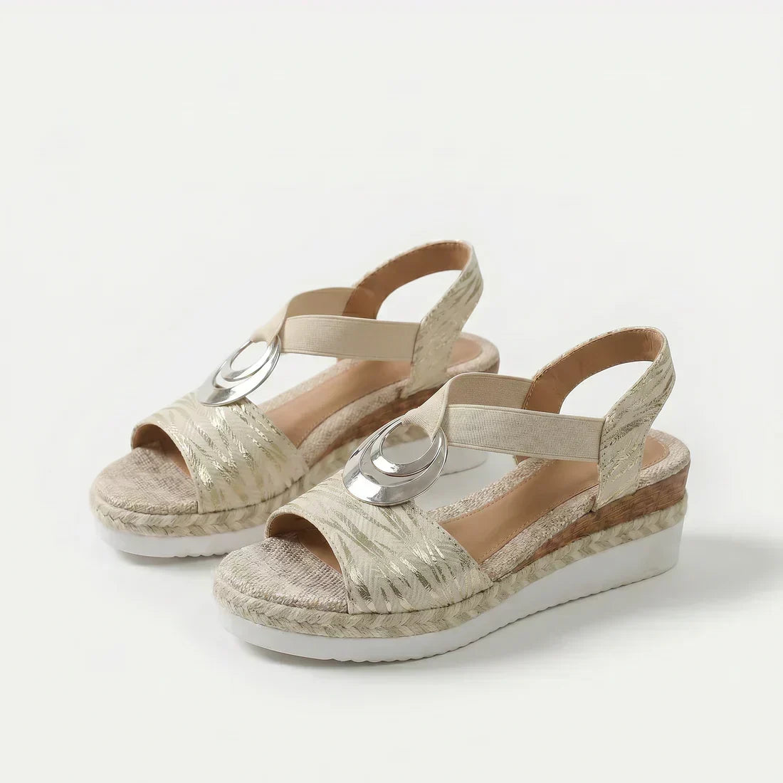 Alinda — Ring-Detail Wedge Sandals