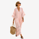 Ambrosia — Blush Pink Striped V-Neck Caftan
