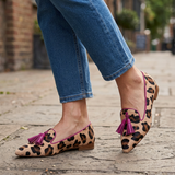 Benedetta — Leopard-Print Moccasins with Fuchsia Tassels