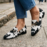 Emilia — Cow-Print Horsebit Loafers