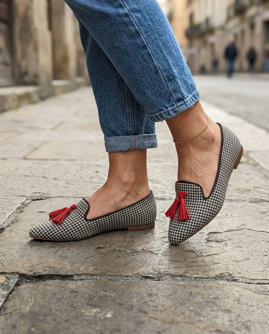 Agnese — Pointed-Toe Printed Slip-On Flats
