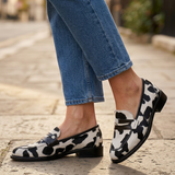Giorgia — Cow-Print Penny Loafers