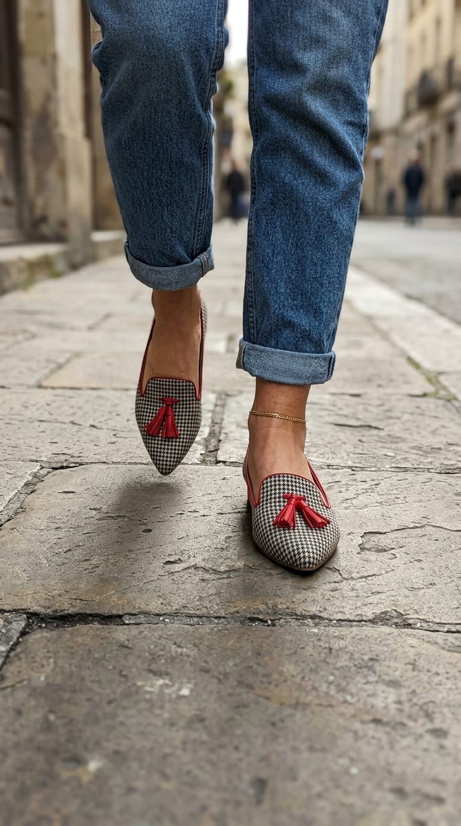 Agnese — Pointed-Toe Printed Slip-On Flats