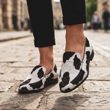Antonella — Cow-Print Pointed Slip-On Flats