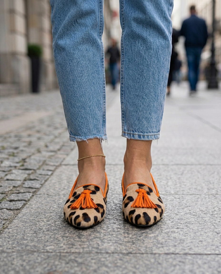Agnese — Pointed-Toe Printed Slip-On Flats