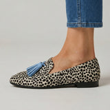 Eda — Spotted-Print Moccasins with Blue Tassels