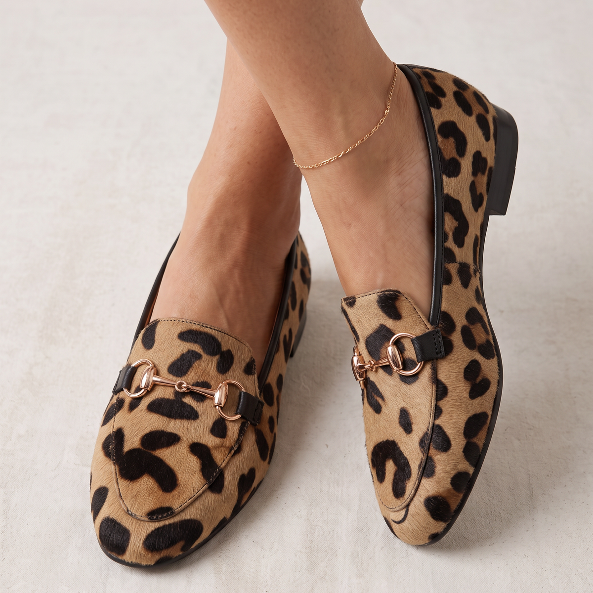 Anastasia — Leopard-Print Loafers with Gold Bit