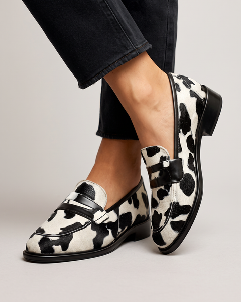 Giorgia — Cow-Print Penny Loafers