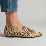 Alda — Cheetah-Print Pointed Moccasins with Gold Tassels