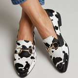 Emilia — Cow-Print Horsebit Loafers