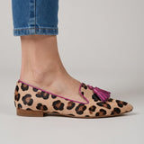 Benedetta — Leopard-Print Moccasins with Fuchsia Tassels