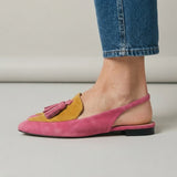 Cinzia — Pointed Slingback Flats in Fuchsia and Mustard