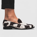 Antonella — Cow-Print Pointed Slip-On Flats