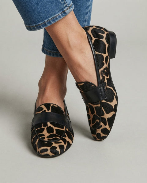 Ambra — Leopard-Print Loafers with Black Trim
