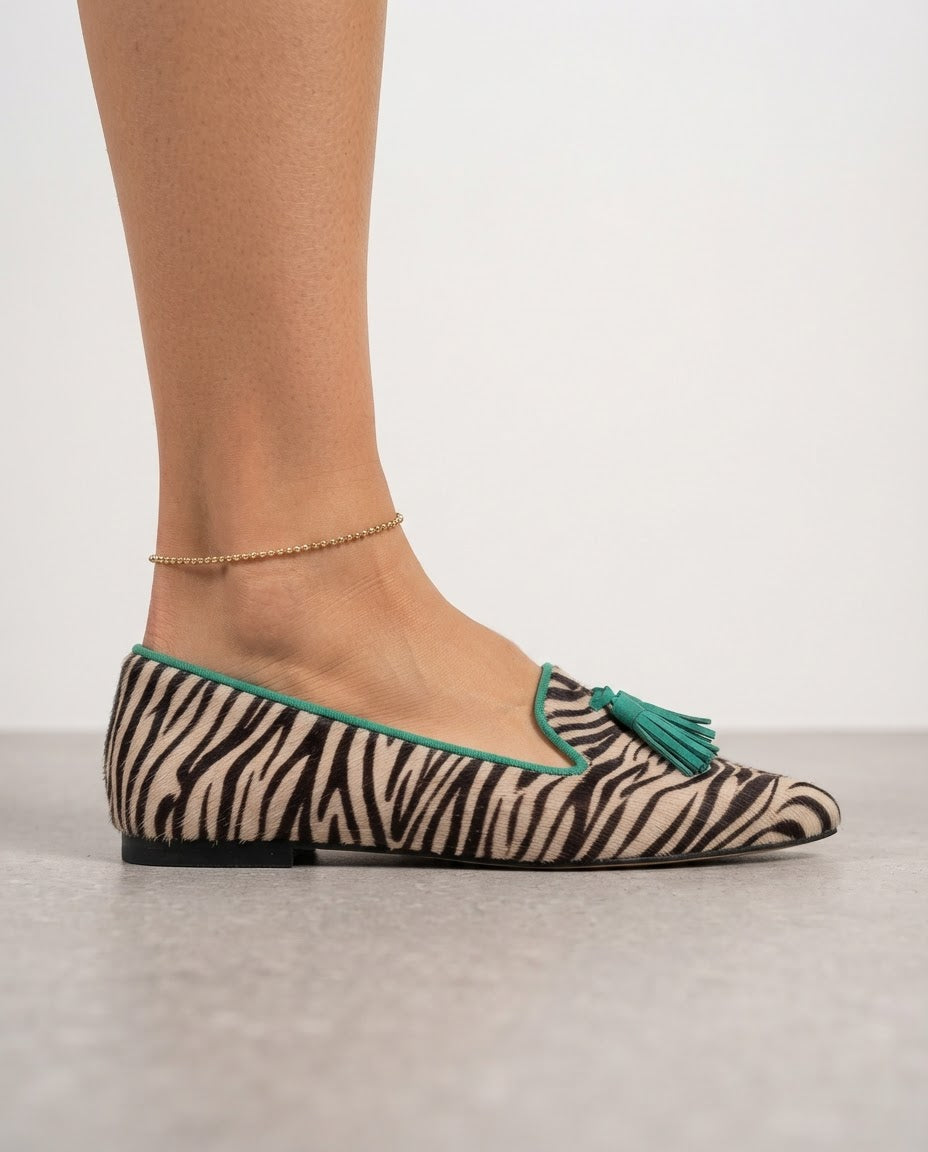 Agnese — Pointed-Toe Printed Slip-On Flats