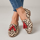 Altea — Spotted-Print Pointed Moccasins with Red Tassels