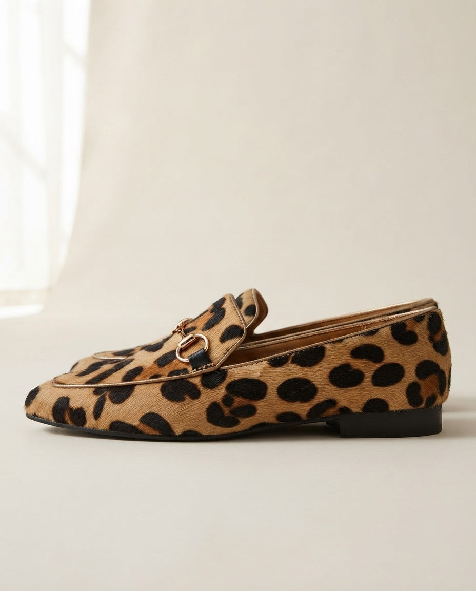 Anastasia — Leopard-Print Loafers with Gold Bit