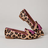 Benedetta — Leopard-Print Moccasins with Fuchsia Tassels