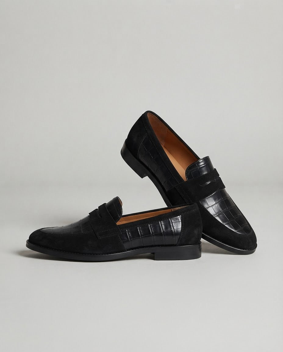 Arianna — Black Penny Loafers with Padded Insole