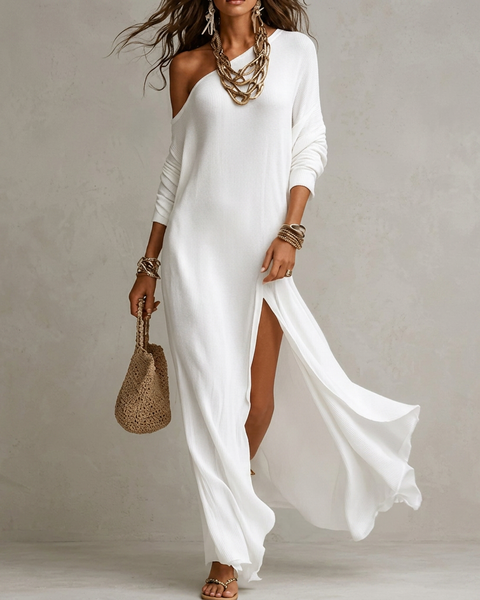 Emerentia — One-Shoulder Maxi Dress with Side Split