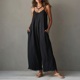 Bronagh — Black Relaxed Wide-Leg Jumpsuit with Pockets