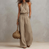 Dietlinde — Halter-Neck Wide-Leg Jumpsuit with Shirred Waist