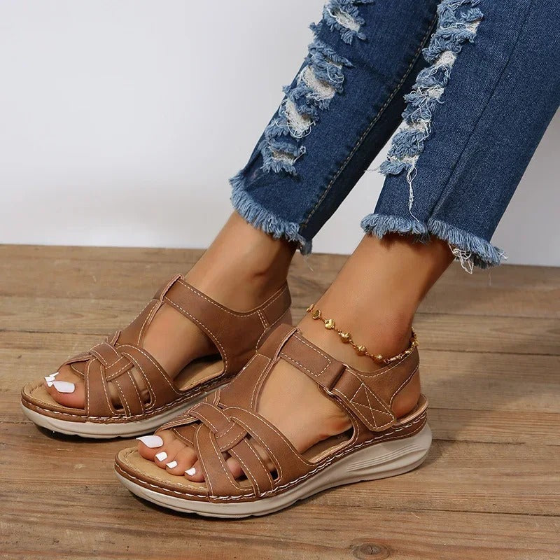 Geraldine — Cross-Strap Cork-Footbed Sandals