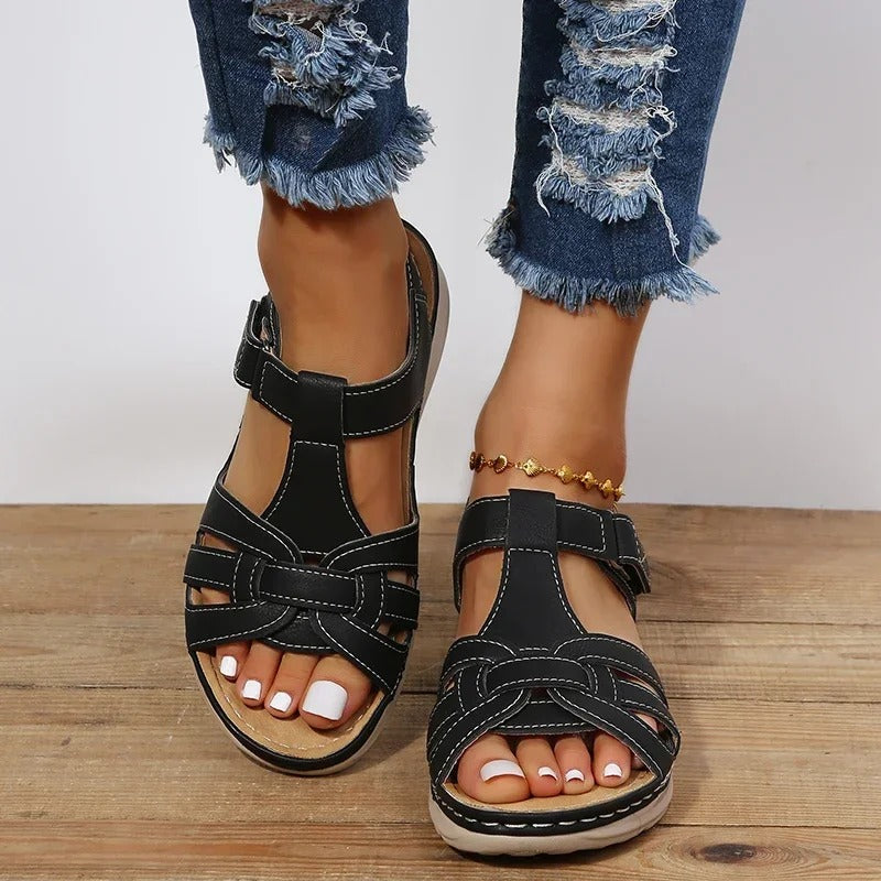 Geraldine — Cross-Strap Cork-Footbed Sandals