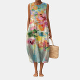 Ariana — Pastel Watercolour Floral Sleeveless Midi Dress