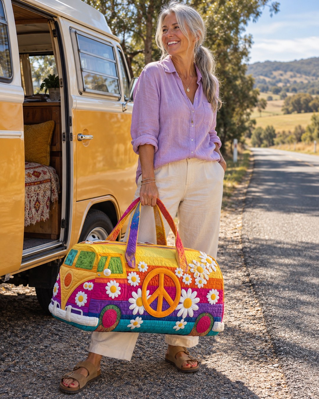 Roz M. with her camper van bag