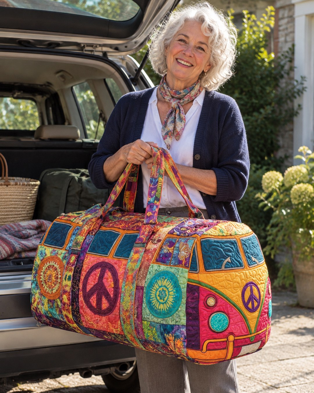 Judy P. with her camper van bag