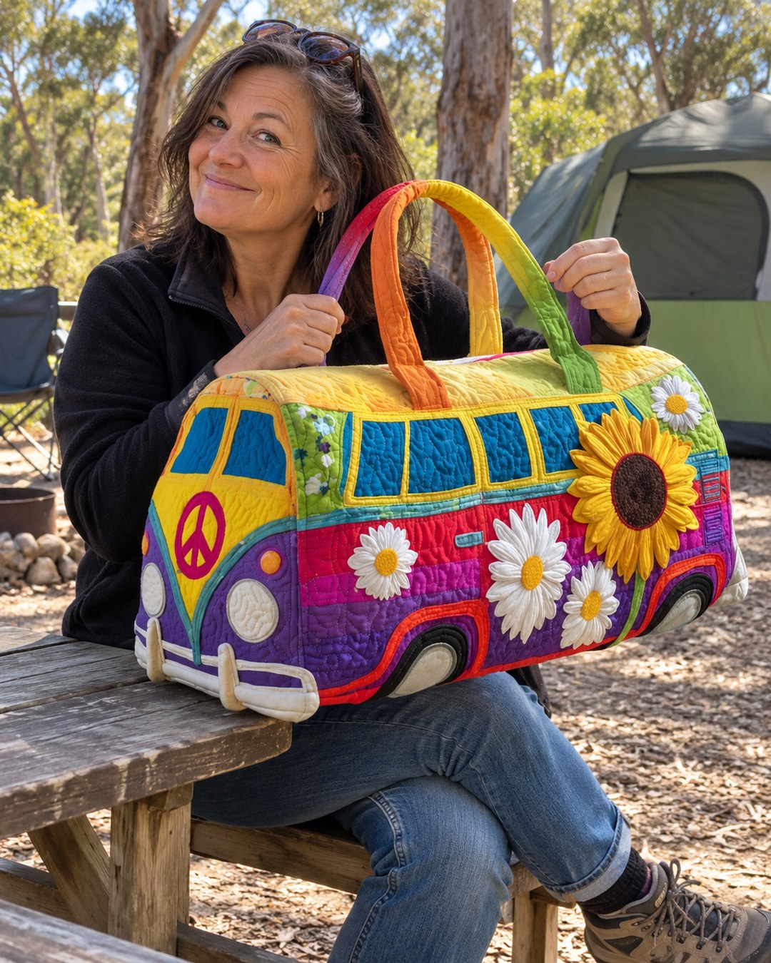 Ros N. with her camper van bag