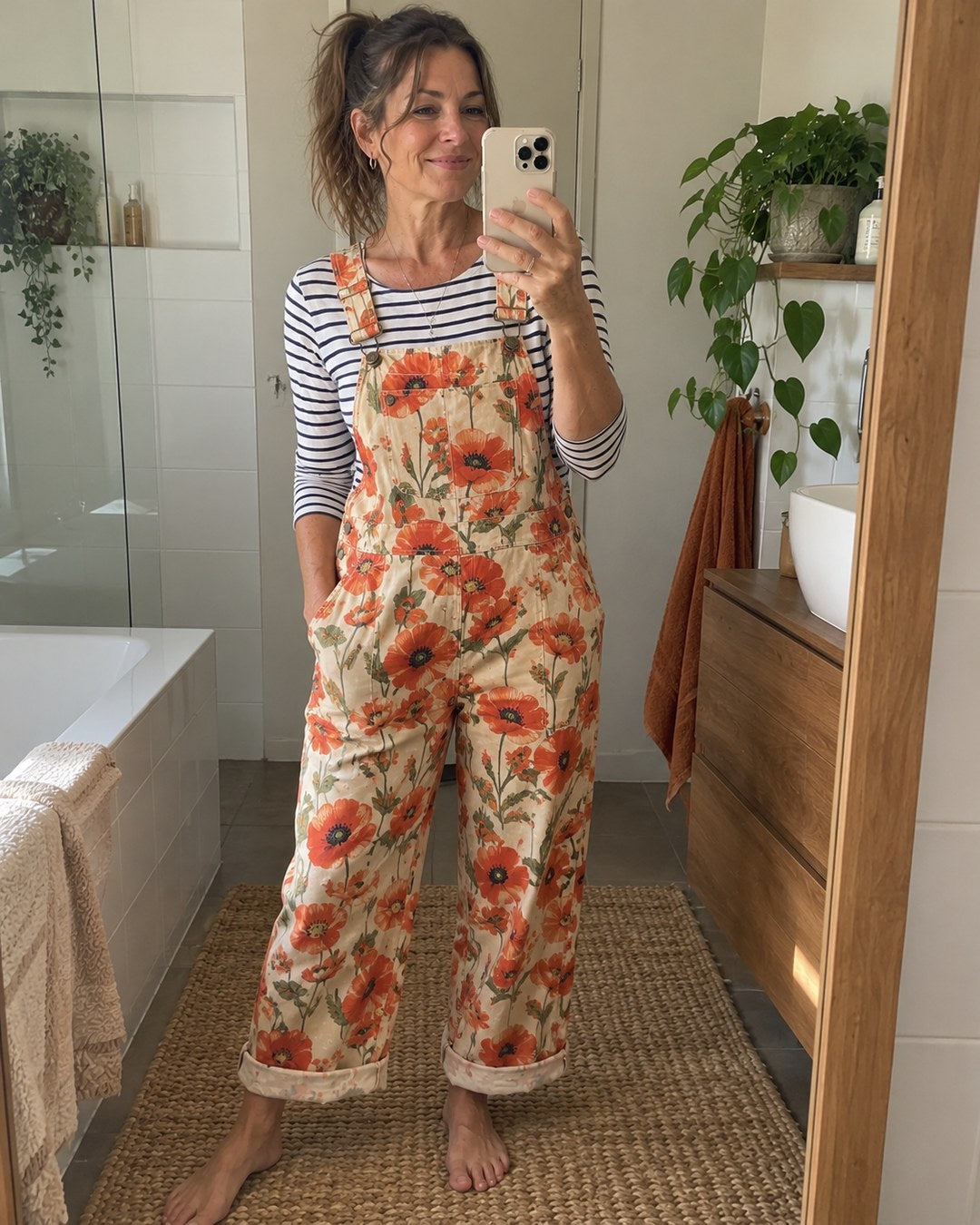 Michelle B. wearing overalls