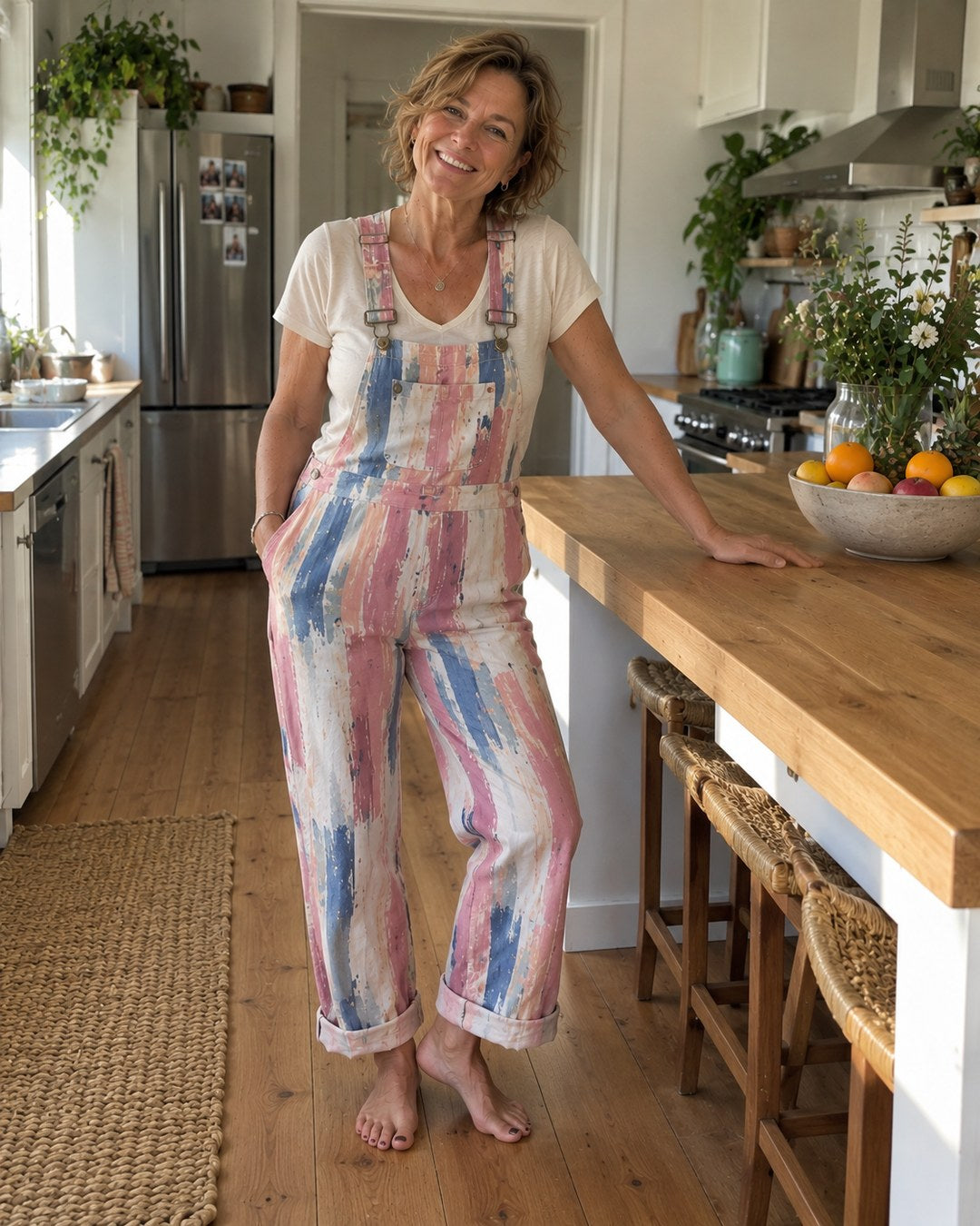 Robyn H. wearing overalls