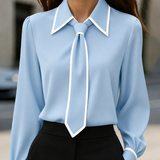 Monaco Contrast Tie Blouse - Blue