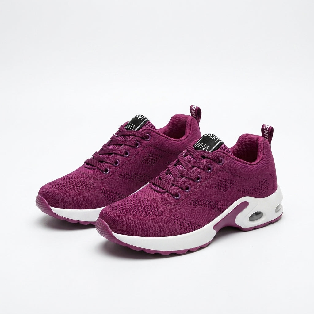 Justine — Purple Air-Cushion Lace-Up Sport Sneakers