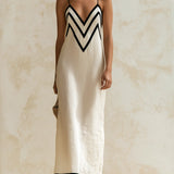 Georgette — Chevron Contrast Slip Maxi Dress