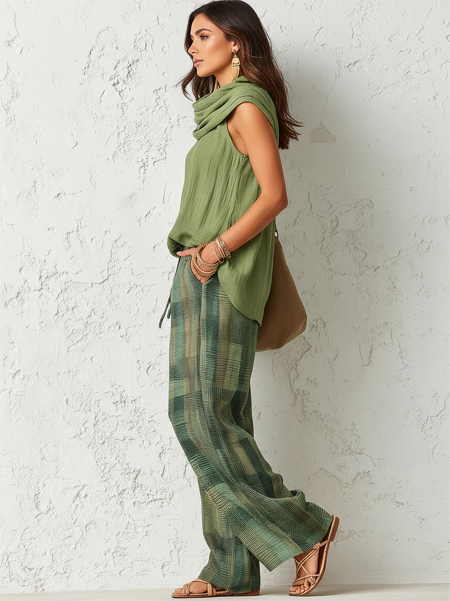 Bathsheba — Checked Two-Piece Trouser Set