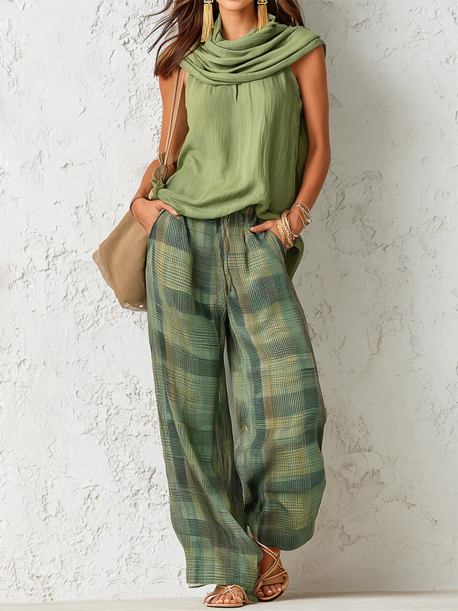 Bathsheba — Checked Two-Piece Trouser Set