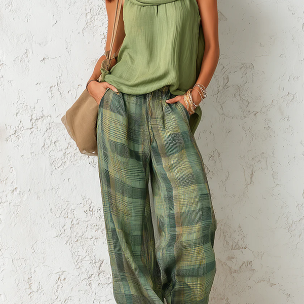 Bathsheba — Checked Two-Piece Trouser Set
