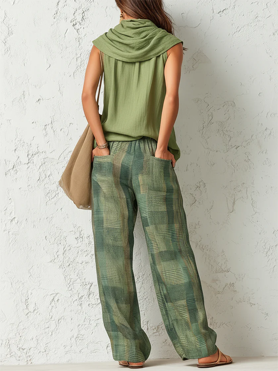 Bathsheba — Checked Two-Piece Trouser Set