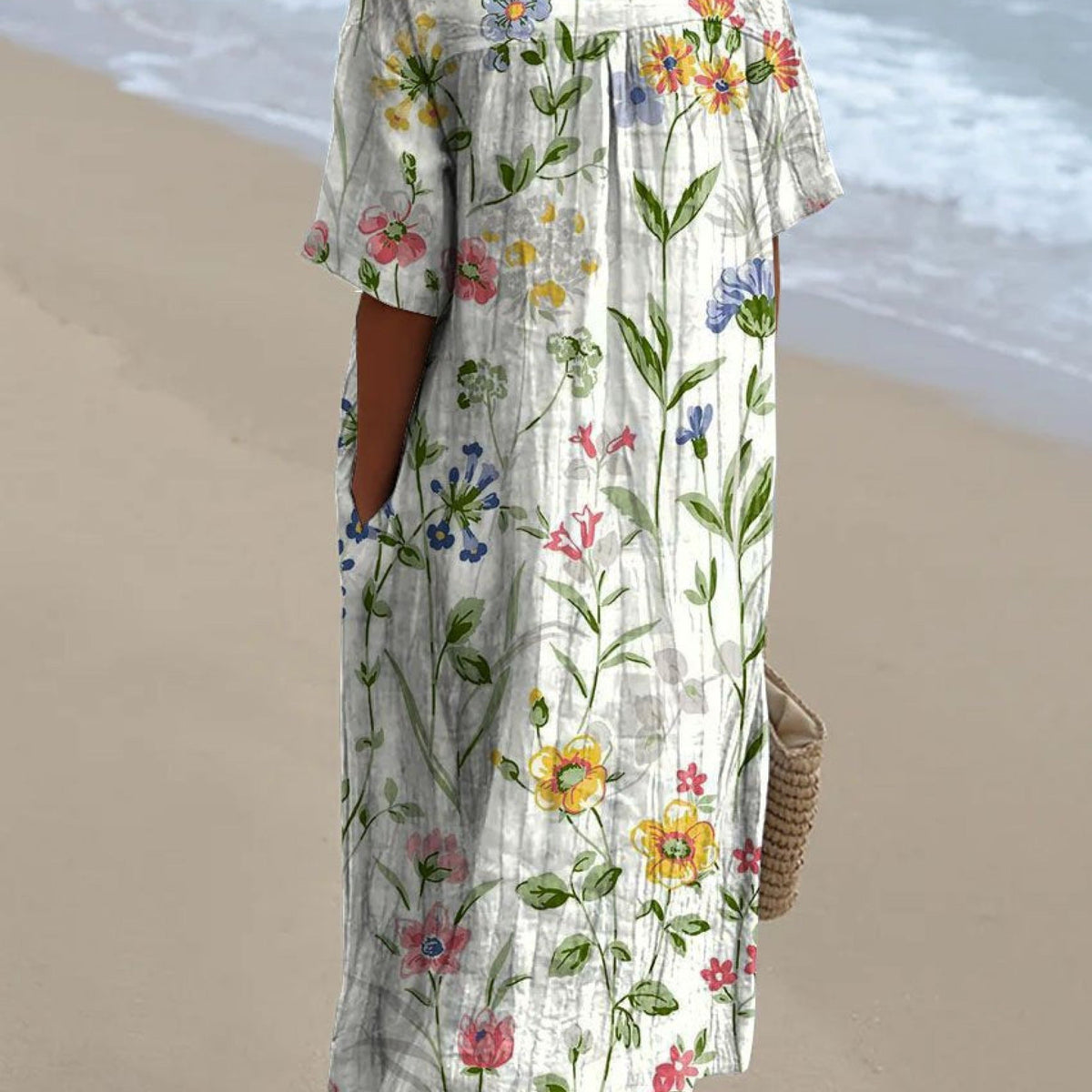 Prisca — White Wildflower Floral Midi Dress