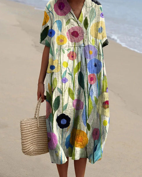 Rosine — Rainbow Garden Floral Midi Dress