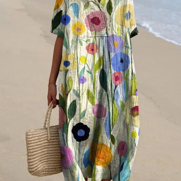 Rosine — Rainbow Garden Floral Midi Dress