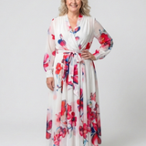 Eldrid — Floral Wrap Maxi Dress with Long Sleeves and Tie Waist